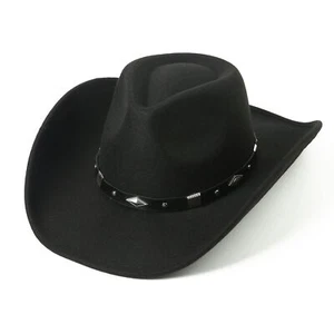 Women Men Classic Felt Wide Brim Western Cowboy Cowgirl Hat with Belt BuckleM... - Picture 1 of 4