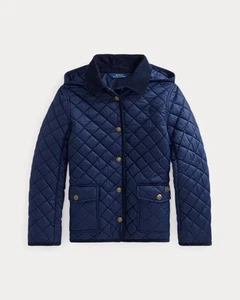 Polo Ralph Lauren Girls Navy Water Resistant Quilted Detachable Hood Down Jacket - Picture 1 of 7