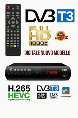 Digitale Terrestre  DVB-T3 Decoder TV SCART HDMI 4K H265 Telecomando Pile - Immagine 1 di 4