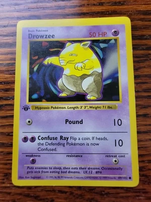 Pokémon WOTC 1st Edition Shadowless Drowzee Base Set 49/102 LP - Image 1 of 2