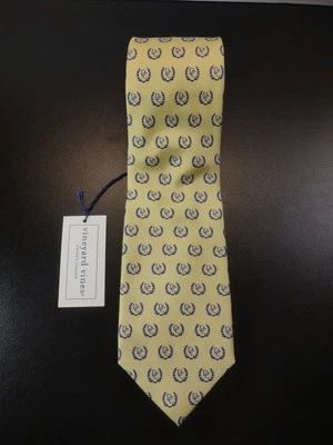 Gravata Vineyard Vines 100% seda amarela azul estampa DC 3,75x59" - Imagem 1 de 4