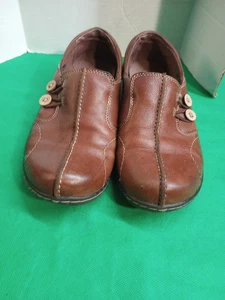 Mocasines Clark’s Ashland Leta Cuero Marrón Flexibles Cómodos Sin Cordones Talla 8M - Imagen 1 de 8
