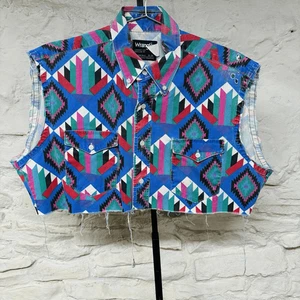 Vintage Wrangler Chopped Cropped Western Shirt Native American Cowboy Rodeo - Picture 1 of 5