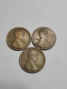 (3) 1919 Lincoln  Wheat Cent Pennies - Picture 1 of 3