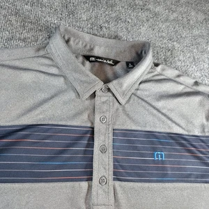 Travis Mathew Poloshirt Herren XL grau gestreift Kurzarm Golf Freizeit - Bild 1 von 8