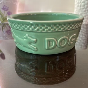 Longaberger Sage Green Mulligan Pottery Dog Pet Bowl Dish Made in USA 6" Wide - Picture 1 of 9