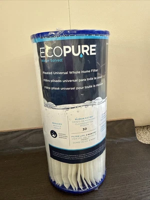 EcoPure EPW4P Pleated Whole Home Replacement Water Filter-Universal Fits Most... - Image 1 of 2