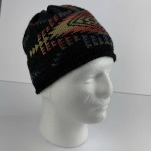 Pendleton 100% Merino Wool Beanie Charcoal Gray Aztec Design - Picture 1 of 8