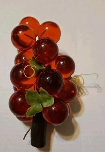 Retro Golden Lucite Grapes on Driftwood Stem Vintage 1960’s - Picture 1 of 3