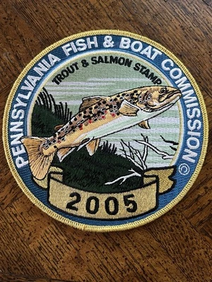 2005 ПЕНСИЛЬВАНИЯ ФОРЕЛЬ И ЛОСОСЬ МАРКА НАШИВКА 6 «диаметр подписанный художник - Изображение 1 из 4