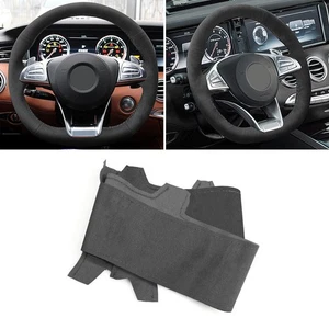Suede Black Steering Wheel Leather Cover For Mercedes Benz A Class AMG 2015-2018 - Picture 1 of 10