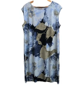 NWT Chico's Shift Dress Abstract Floral Beachy Stretch Size 2 Large Sleeveless - Picture 1 of 8