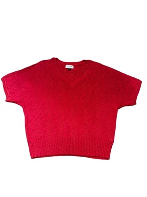 Suéter Rojo Grande Suave Manga Corta Informal Tejido Clásico Sonoma Boho Básico Lindo Foto 1 de 4