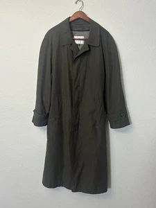 Rare Vintage Y2K Bill Blass Mens Trench Coat 38R S Wool Single Breast Zip Away - Picture 1 of 22