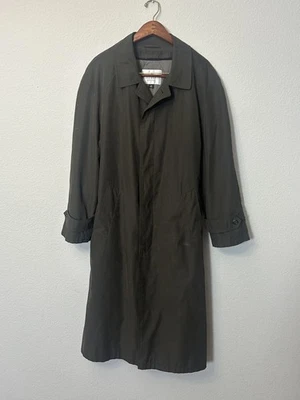 Rare Vintage Y2K Bill Blass Mens Trench Coat 38R S Wool Single Breast Zip Away - Image 1 of 4