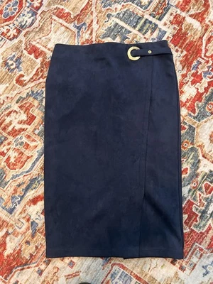 Marc New York Tummy Control WAISTBAND Faux Suede Skirt Navy Blue Sz M - Image 1 of 3