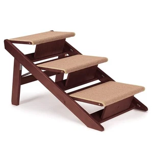 Pine Frame Dog RampSteps, 3 Step,Brown - Picture 1 of 5