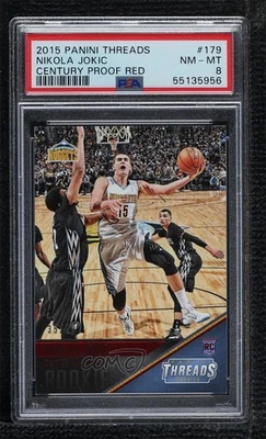 2015 Panini Threads Rookies Century Proof Red /99 Nikola Jokic PSA 8 Rookie RC - Image 1 of 2