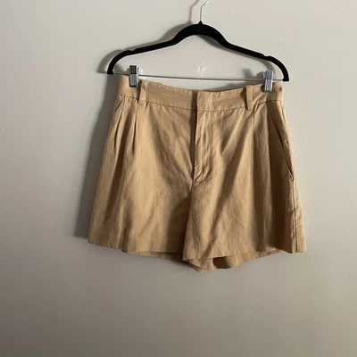 Madewell Women 6 Neutral Tan Linen Blend Pleated High Rise Harlow Shorts NWT - Image 1 of 4
