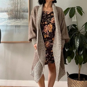 Vintage chunky knit boucle open cardigan size medium - Picture 1 of 8
