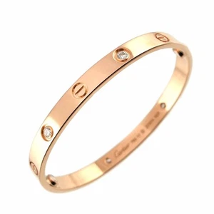 Cartier Love Bracelet Bangle Diamond 4P 18K Pink Gold 750 Size17 90271413 - Picture 1 of 8