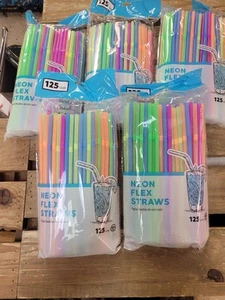 Jacent Flexible Plastic Drinking Straws (625ct, Assorted) Bendable - Picture 1 of 3