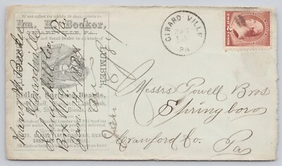 Becker Flooring & Lumber Girardville PA Advertising Postal Cover 1884 B2-94 - Image 1 of 2