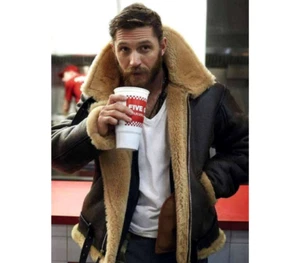 Herren B3 Echt Lammfell Shearling Jacke Bomber Motorrad Jacke Braun Pelzmantel - Bild 1 von 7