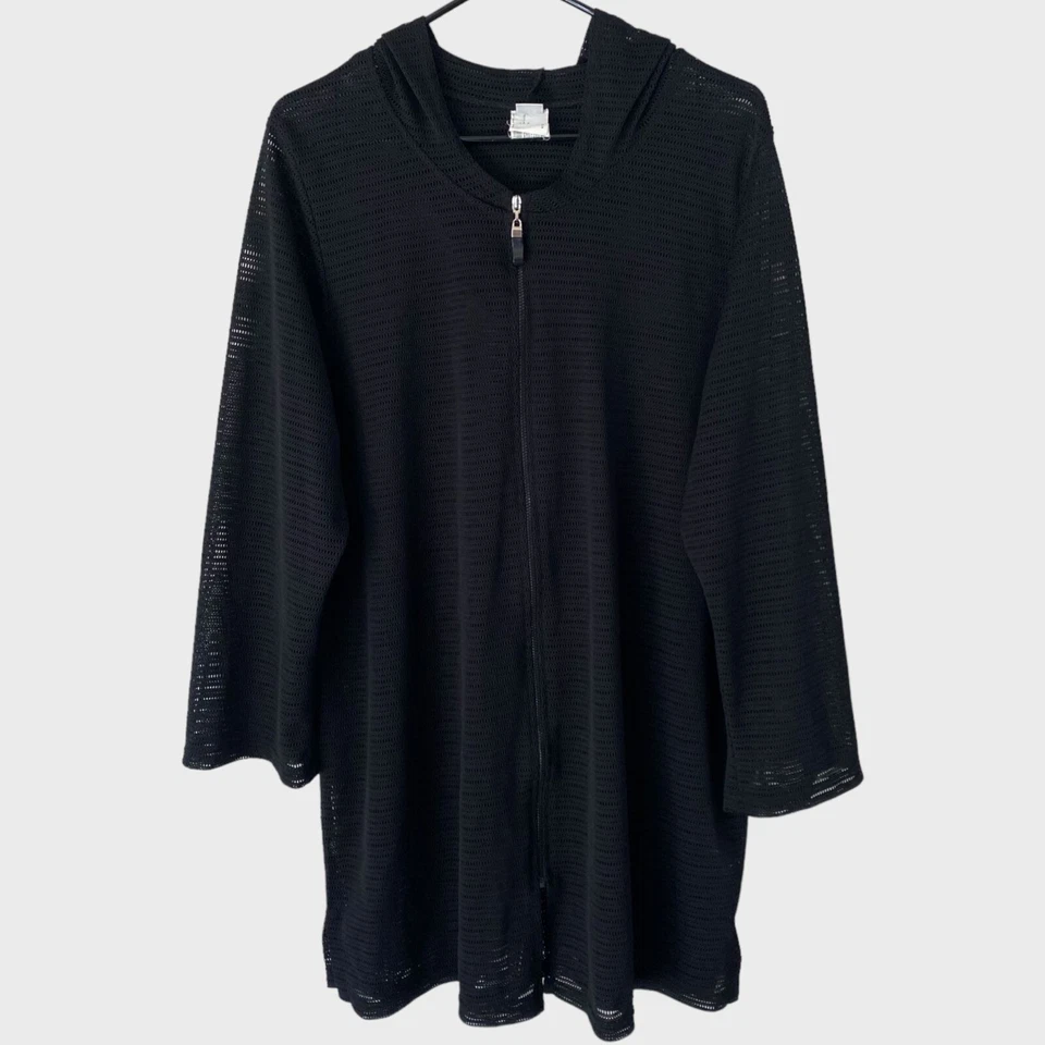 Винтажный Baltex сетки купальник прикрытие женщин размер 1 X черная сетка с капюшоном молнии - Изображение 1 из 4