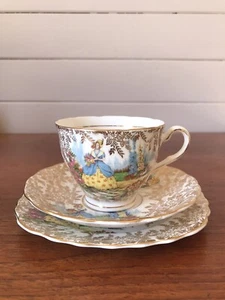 Vintage Colclough Crinoline Lady Tea Trio Of Cup Plate and Saucer England - Picture 1 of 11