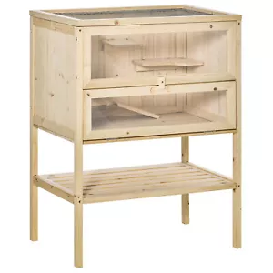 PawHut Wooden Hamster Cage w/ Storage Shelf, Openable Top for Gerbils and Mice - Picture 1 of 11