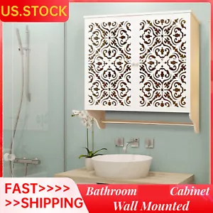 Bathroom Wall Cabinet Over Toilet Storage Medicine Cabinet w/2 Doors & Shelves - Picture 1 of 14