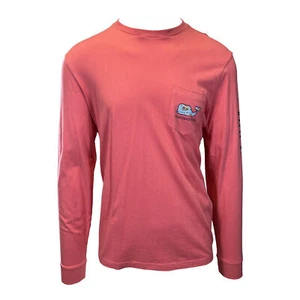 Vineyard Vines Men's Jetty Red T-Shirt Burgers & Fries Whale Fill L/S Tee (S01) - Picture 1 of 11