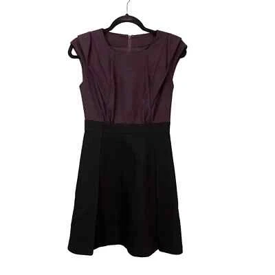 Jill Stuart Women's Burgundy Black Pleated Sleeveless Flare Shift Dress Size 2 — 第 1/4 张图片