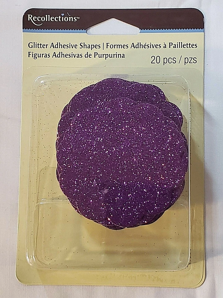 Recuerdos Formas Adhesivas Brillo PÚRPURA - CÍRCULOS FESTONEADOS - 20 piezas Foto 1 de 2