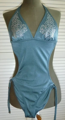 Palmers - Monokini Neckholder Badeanzug - Gr. XS bzw. 34 - Petrol mit Glitzer - Bild 1 von 4