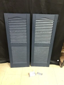 Mid America Louver Vinyl Shutters 14.5in. X 39 In Midnight Blue - Picture 1 of 8