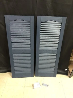 Mid America  Louver Vinyl Shutters 14.5in. X 39 In Midnight Blue - Image 1 of 4