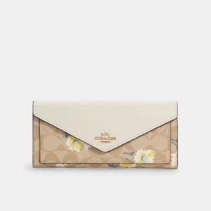 Coach Slim Envelope Wallet In Signature Canvas With Daisy Print New with tags - Picture 1 of 16