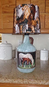 Folk Art Table/Desk Lamp Rustic/Country/Cabin  ( Cotton Horses Shade) - Picture 1 of 4