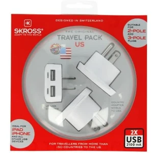 Kit de enchufe adaptador de viaje Skross World Traveller Pack a EE. UU. 1.500251 blanco - Imagen 1 de 7