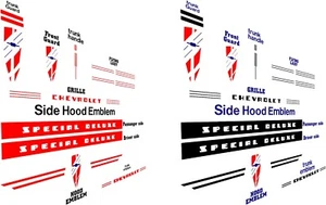 1940 chevy decal set, hood, trunk, grille n more decals - Foto 1 di 11