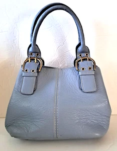 NEU GNW SCHULTERTASCHE 9" W QUADRATISCHE BOX FRANZÖSISCHE BEUTELTASCHE BABYBLAU KIESEL LEDER - Bild 1 von 7