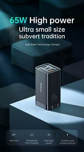 GAN Charger 65W Quick Charge 4.0 3.0 Type C PD USB Charger Portable Fast Charger - Picture 1 of 13