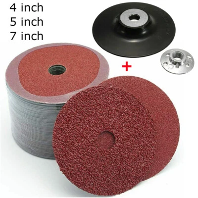4" 5" 7" Resin Fibre Fiber Sanding Discs Grinding Disc Backing Pad Angle Grinder - image 1 of 4