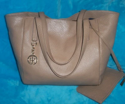 TOMMY HILFIGER Bolso de Hombro Bolso Shopper de Cuero Guijarro Beige Tostado-GRANDE CON BOLSA Foto 1 de 4