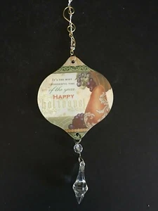 Bella Boutique Fancy Glass Crystal Hanging Ornament ~ Happy Holidays Wonderful  - Picture 1 of 2