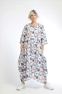 AKH Fashion weites Kleid EG 42,44,46,48,50 gemustert, Leinen/Viskose - Bild 1 von 5