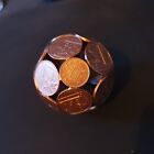 1 x SMALL 2p Coin Copper Metal Bowl Ball Sculpture Abstract Table Art