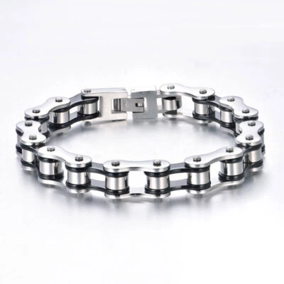 Men Bracelet Bangle Black Biker Bicycle Motorcycle Chain Link Bracelets For Men - Image 1 of 4